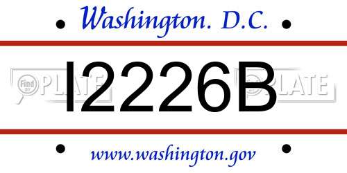 I2226B District Of Columbia License Plate