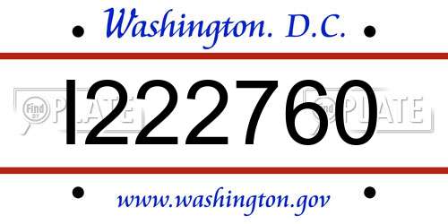 I222760 District Of Columbia License Plate