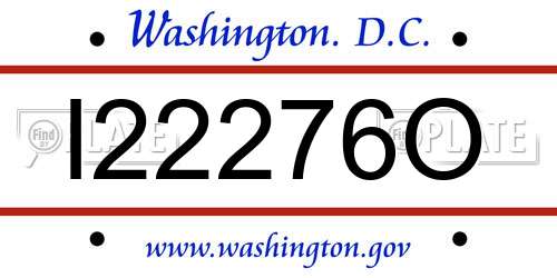 I22276O District Of Columbia License Plate