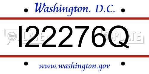 I22276Q District Of Columbia License Plate