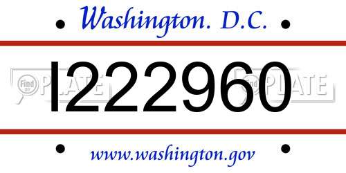 I222960 District Of Columbia License Plate
