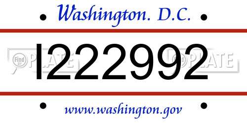 I222992 District Of Columbia License Plate