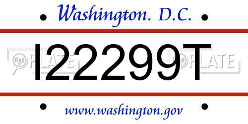 I22299T District Of Columbia License Plate