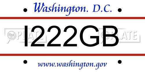 I222GB District Of Columbia License Plate