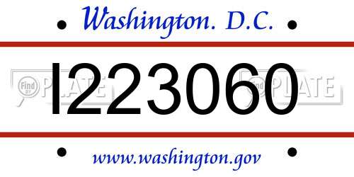 I223060 District Of Columbia License Plate