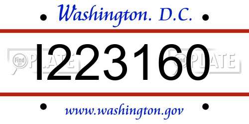 I223160 District Of Columbia License Plate