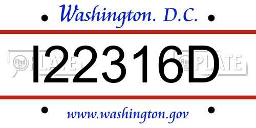 I22316D District Of Columbia License Plate