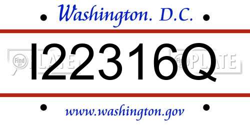 I22316Q District Of Columbia License Plate
