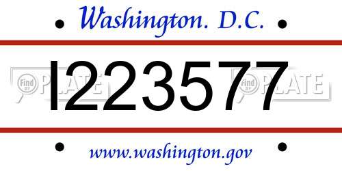 I223577 District Of Columbia License Plate