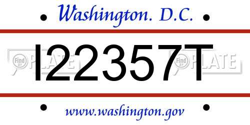 I22357T District Of Columbia License Plate