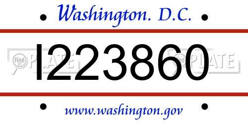 I223860 District Of Columbia License Plate