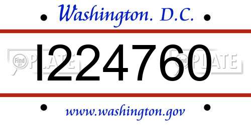 I224760 District Of Columbia License Plate