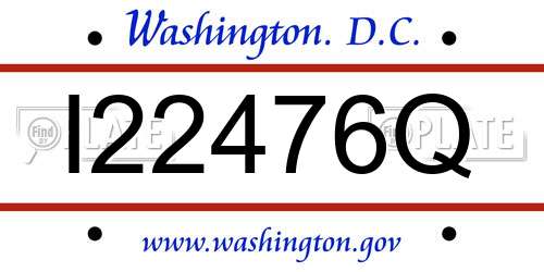 I22476Q District Of Columbia License Plate