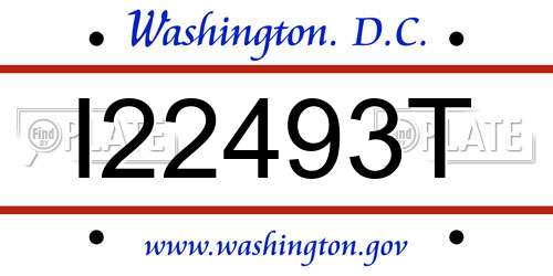 I22493T District Of Columbia License Plate