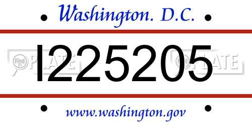 I225205 District Of Columbia License Plate