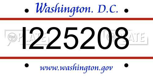 I225208 District Of Columbia License Plate