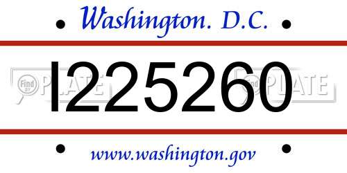 I225260 District Of Columbia License Plate