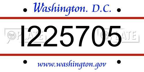 I225705 District Of Columbia License Plate
