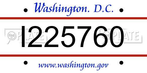 I225760 District Of Columbia License Plate