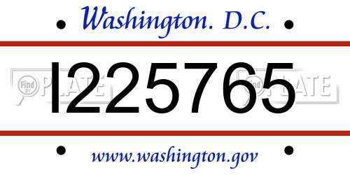 I225765 District Of Columbia License Plate