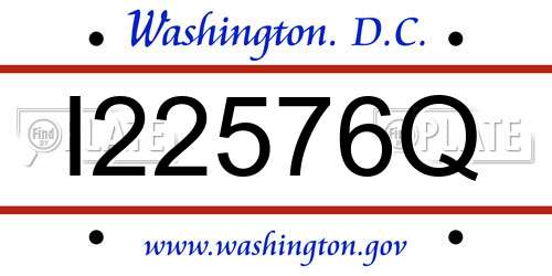 I22576Q District Of Columbia License Plate