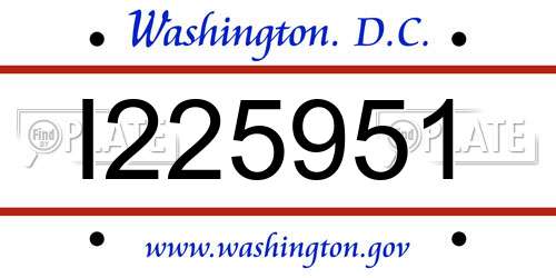 I225951 District Of Columbia License Plate