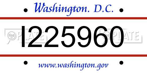 I225960 District Of Columbia License Plate
