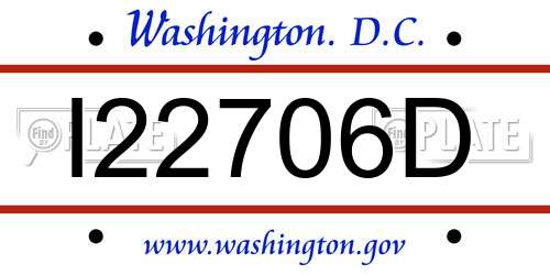 I22706D District Of Columbia License Plate