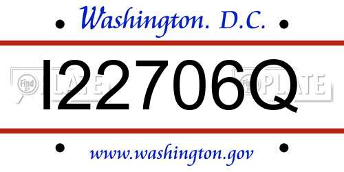 I22706Q District Of Columbia License Plate