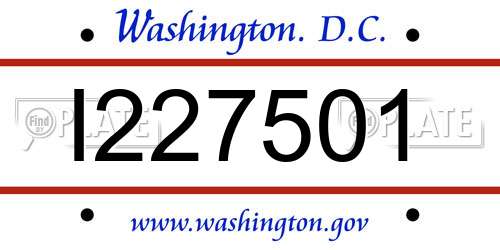 I227501 District Of Columbia License Plate