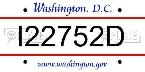 I22752D District Of Columbia License Plate