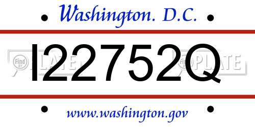 I22752Q District Of Columbia License Plate