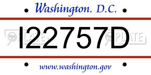 I22757D District Of Columbia License Plate