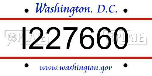 I227660 District Of Columbia License Plate