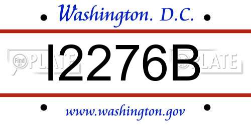 I2276B District Of Columbia License Plate