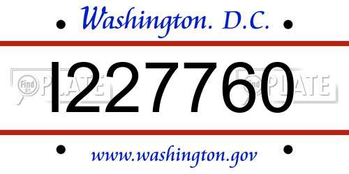 I227760 District Of Columbia License Plate