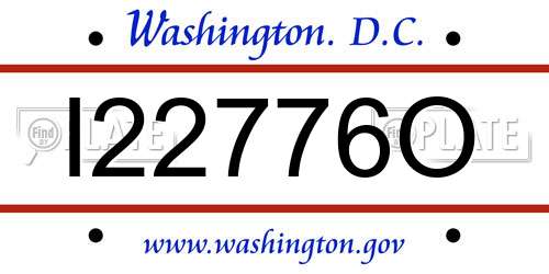 I22776O District Of Columbia License Plate