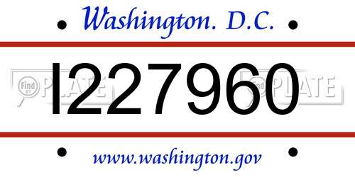 I227960 District Of Columbia License Plate