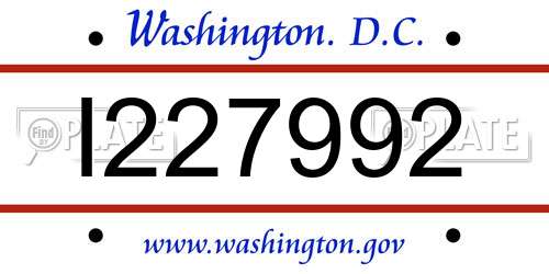 I227992 District Of Columbia License Plate