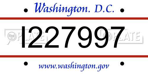 I227997 District Of Columbia License Plate