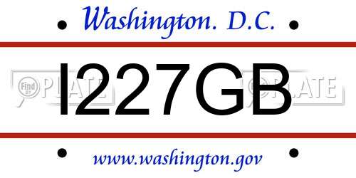 I227GB District Of Columbia License Plate