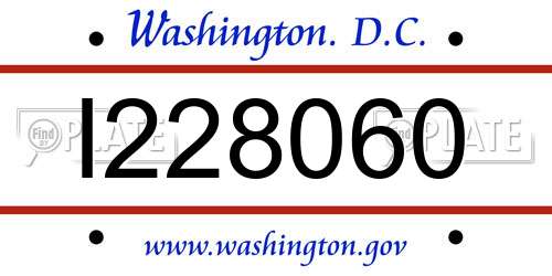 I228060 District Of Columbia License Plate