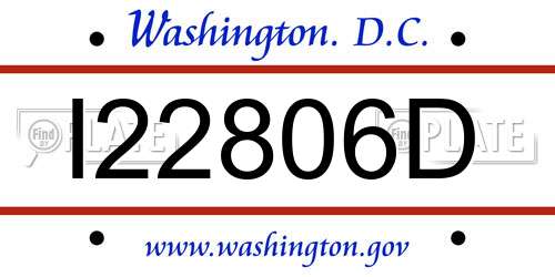 I22806D District Of Columbia License Plate