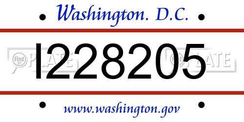 I228205 District Of Columbia License Plate