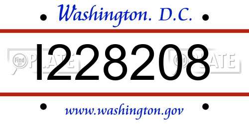 I228208 District Of Columbia License Plate