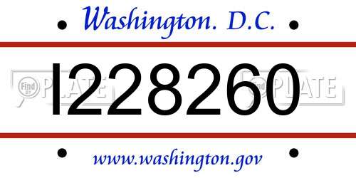 I228260 District Of Columbia License Plate