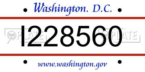 I228560 District Of Columbia License Plate