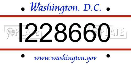 I228660 District Of Columbia License Plate