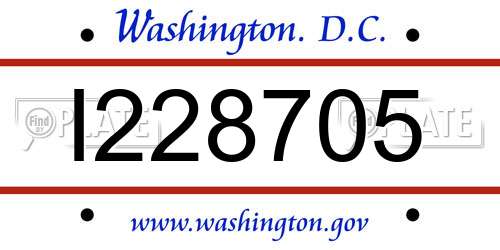 I228705 District Of Columbia License Plate