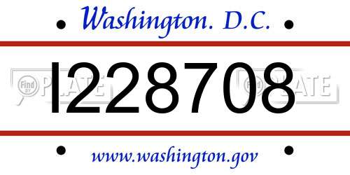 I228708 District Of Columbia License Plate